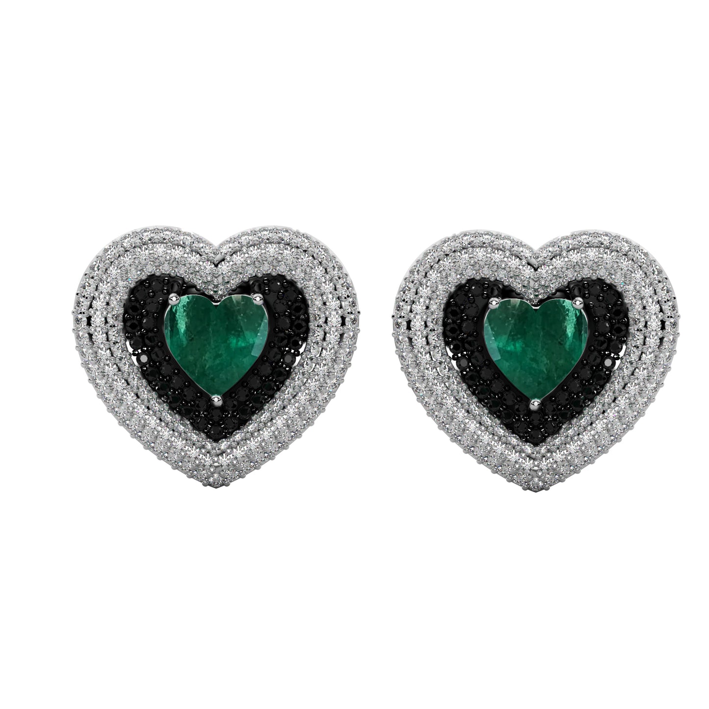 Midnight Romance-Heart Shaped Gemstone Earring