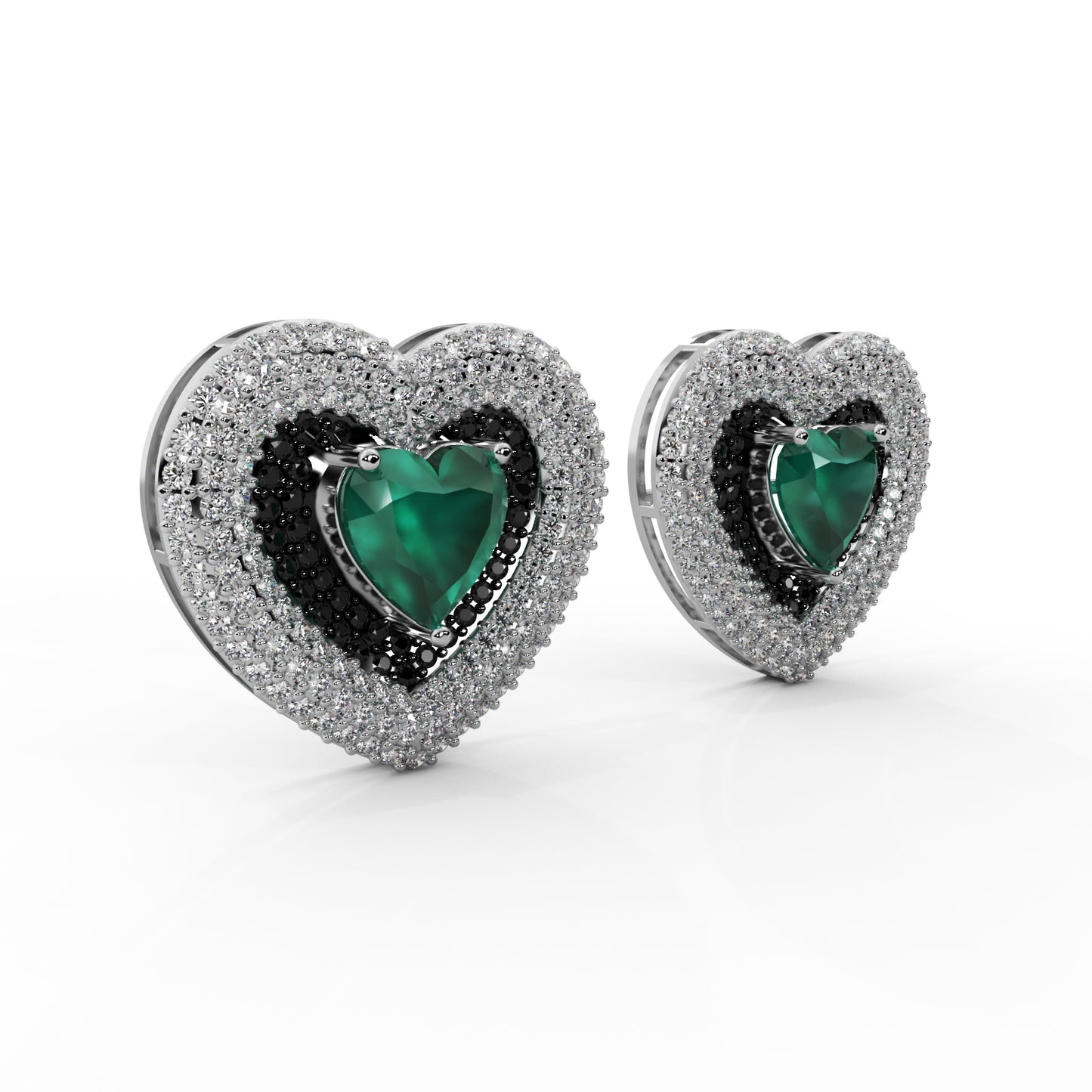 Midnight Romance-Heart Shaped Gemstone Earring