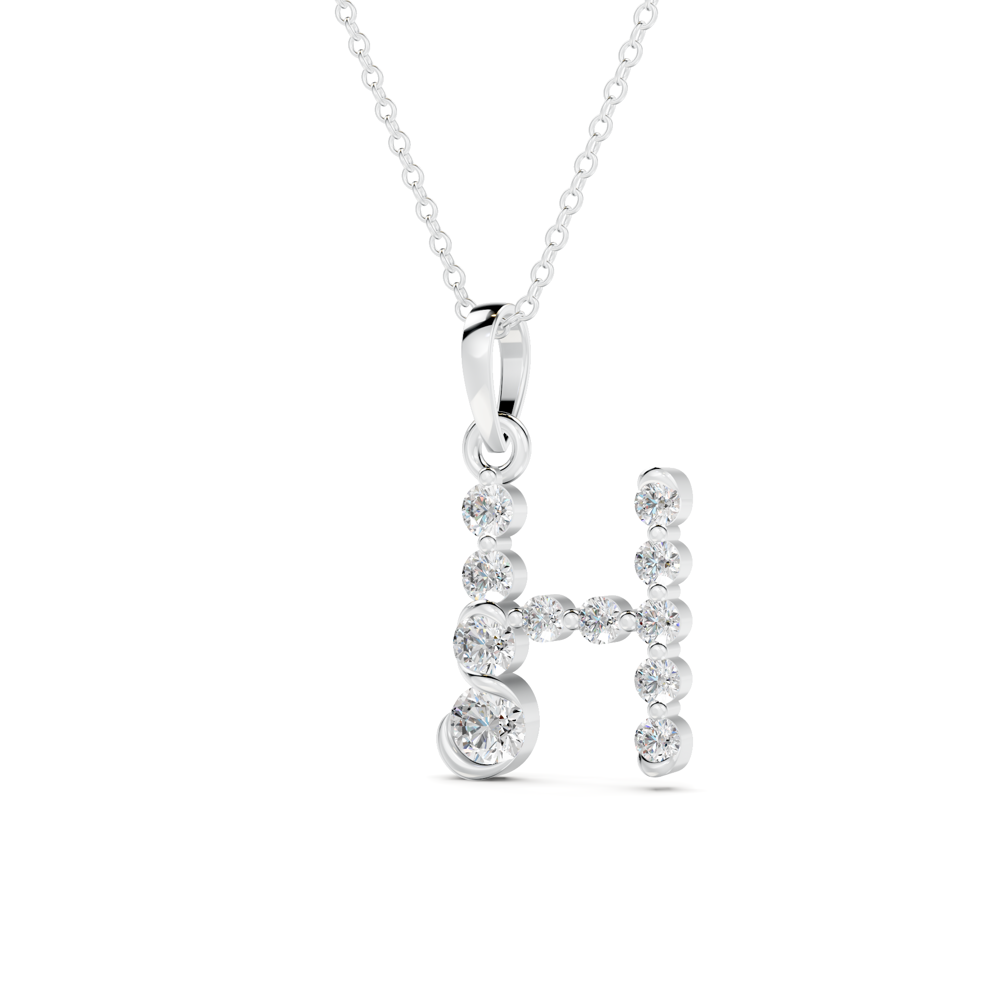 Diamond Initial A Pendant WSE259 - View 2