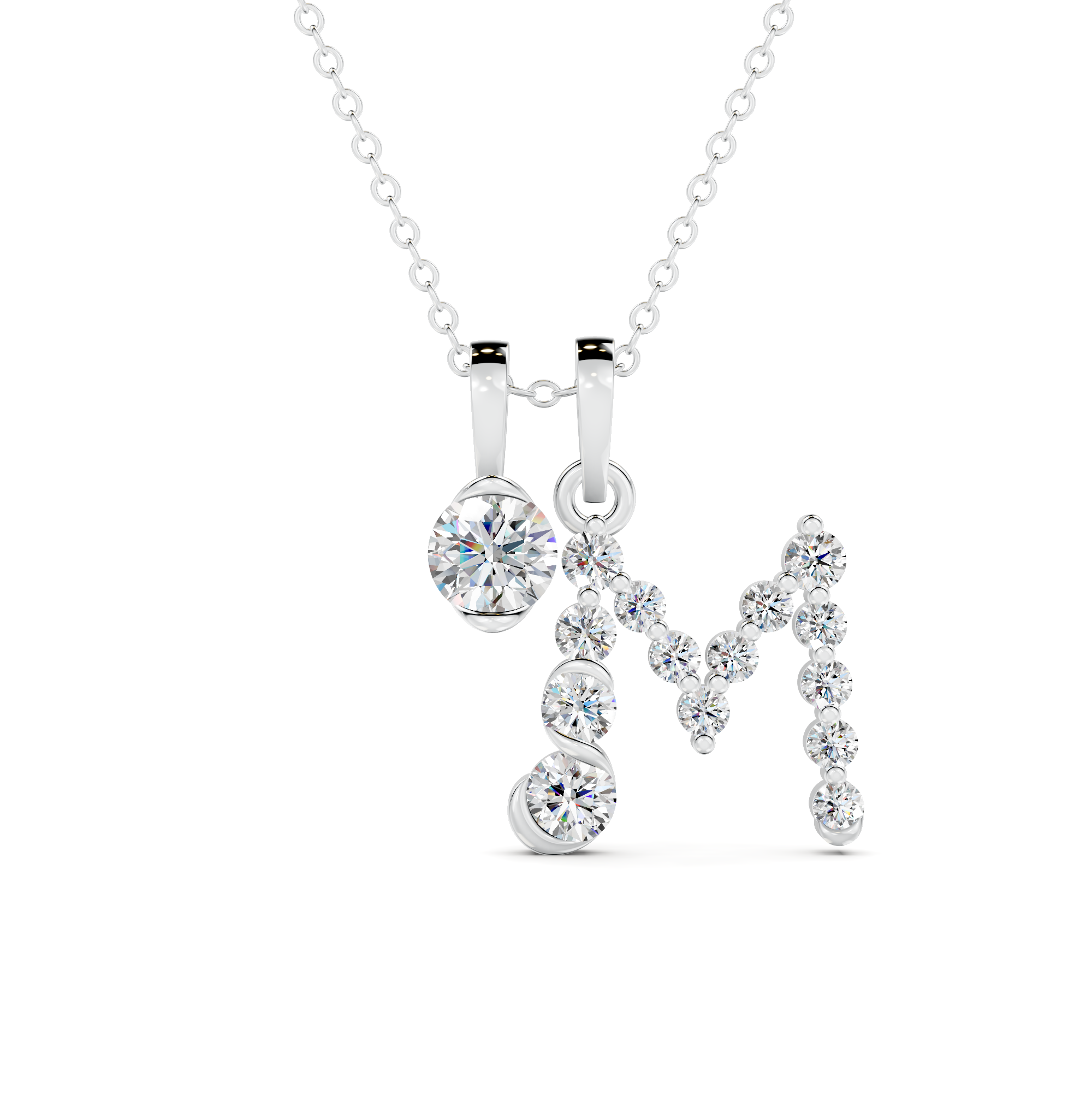 Diamond Initial M Pendant WSE250 - View 3