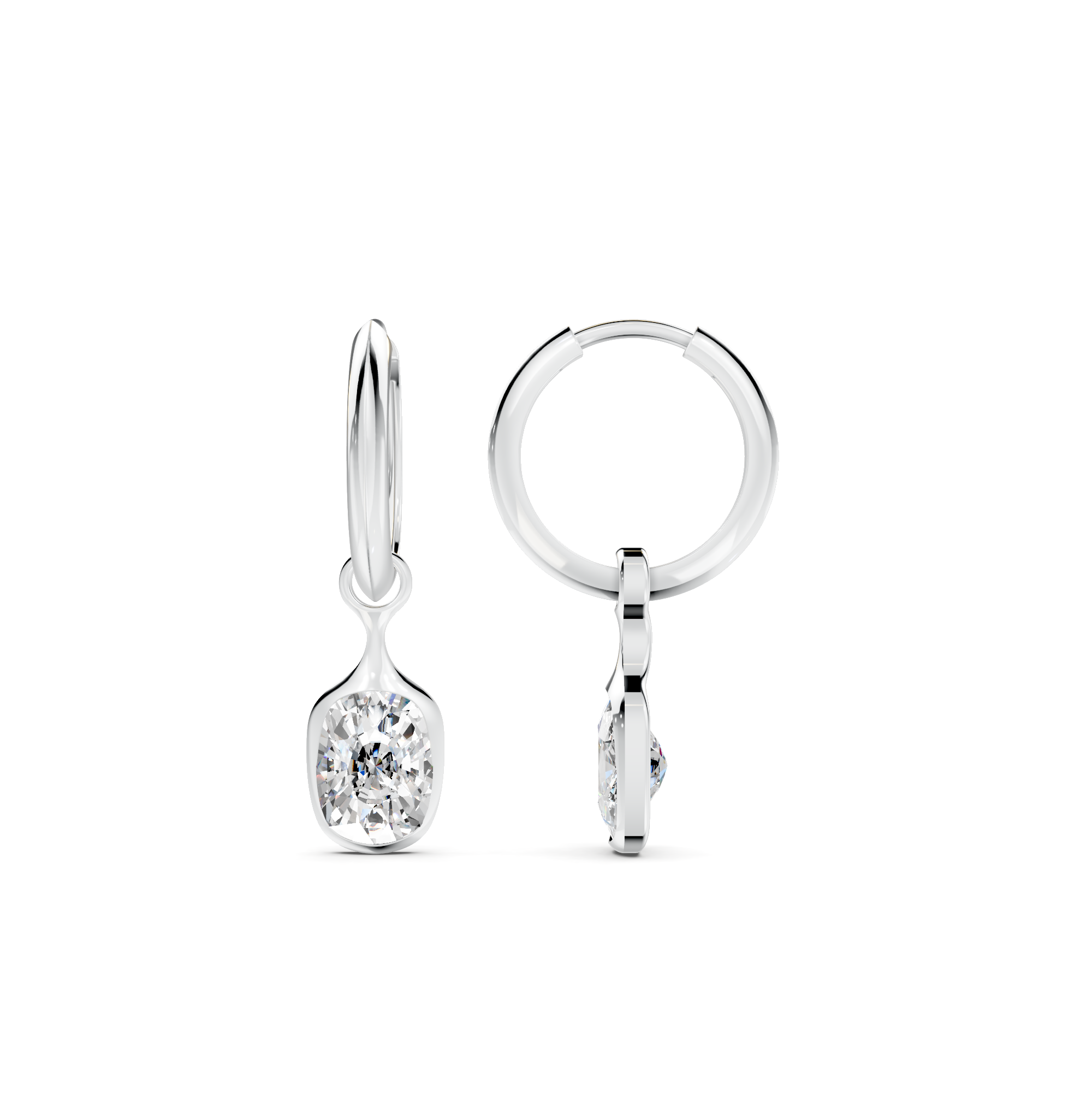 Diamond Hoop Earrings WSE247 - View 2