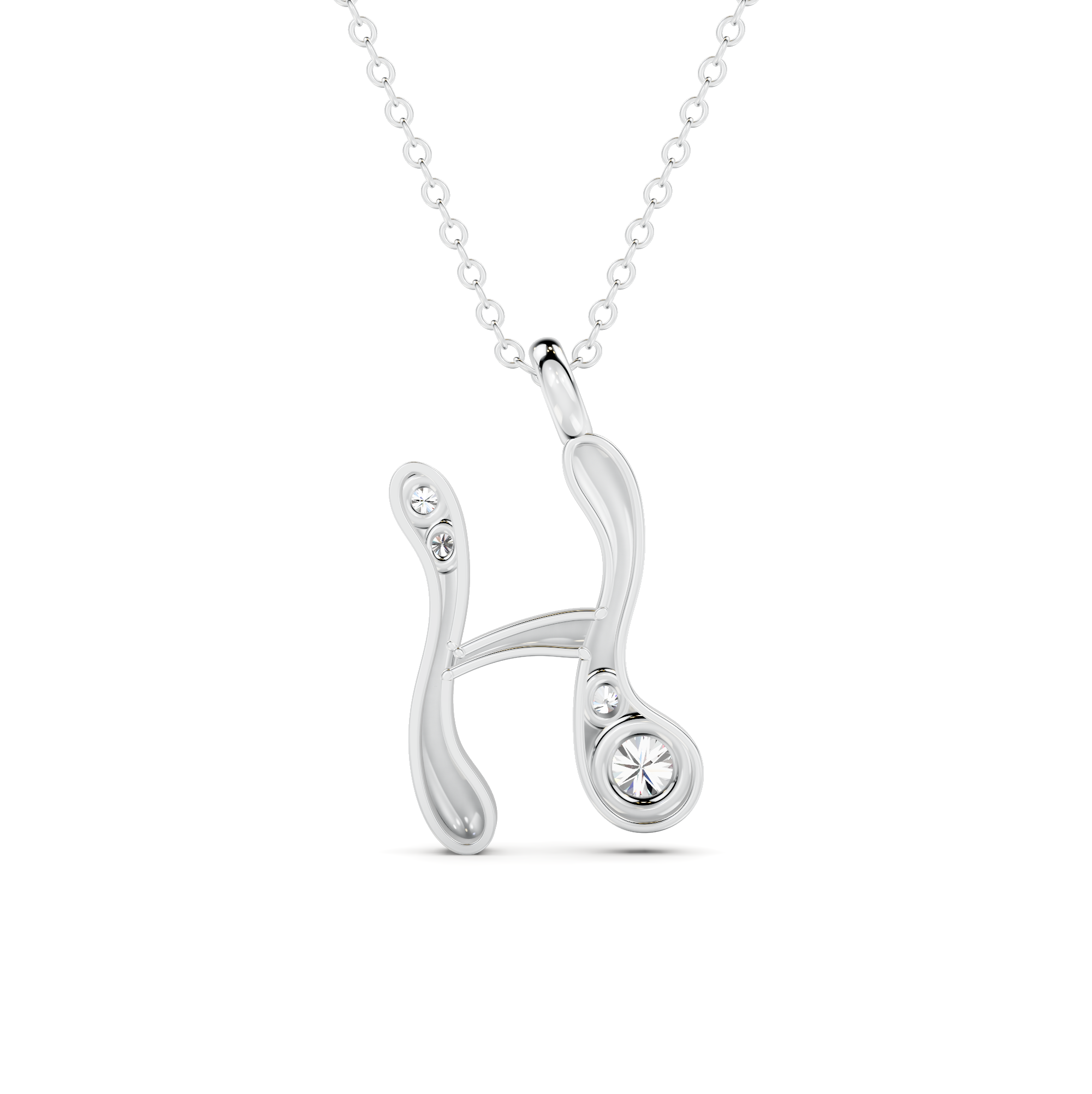 Diamond Initial H Pendant WSE265 - View 2