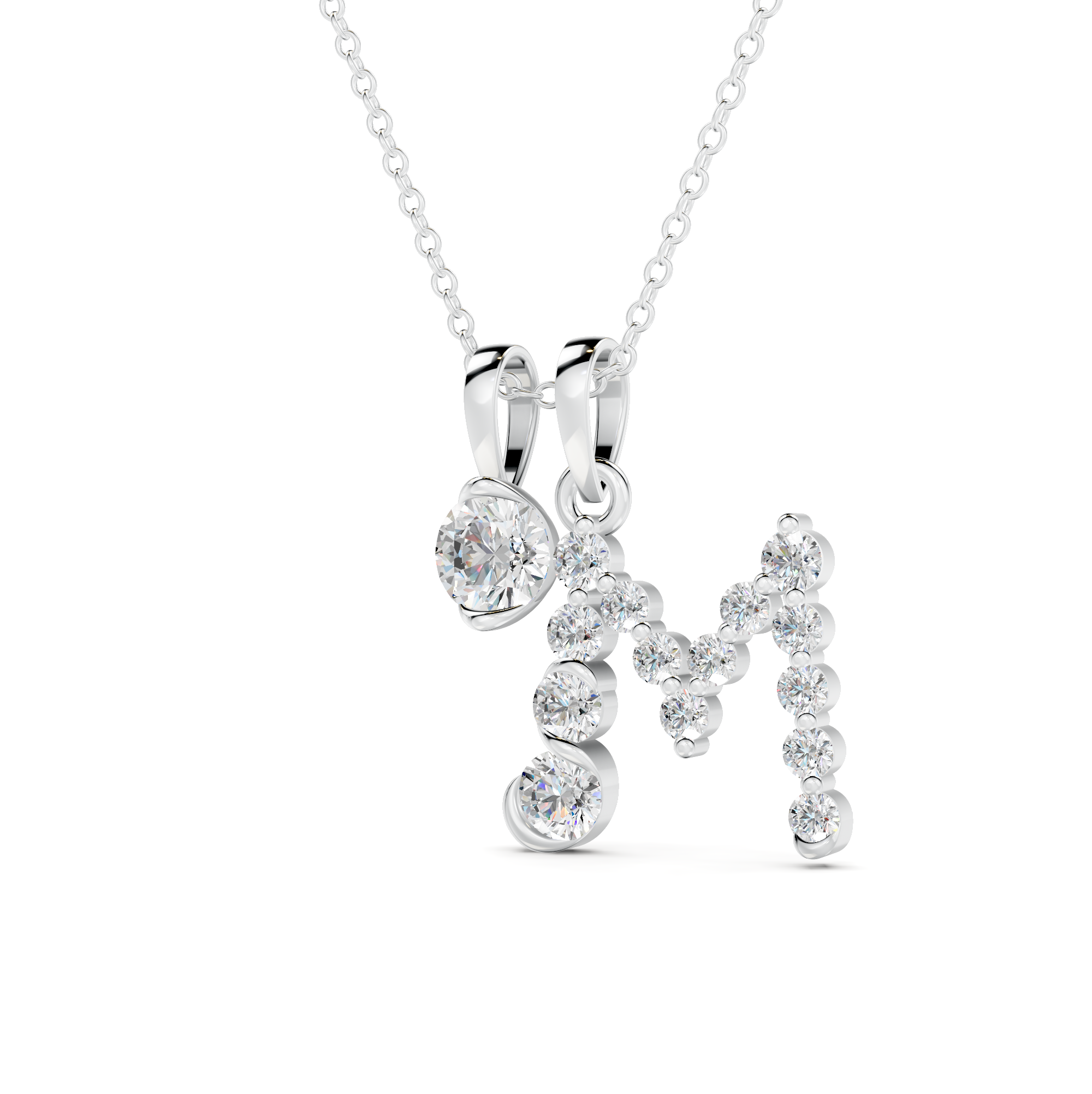 Diamond Initial M Pendant WSE250