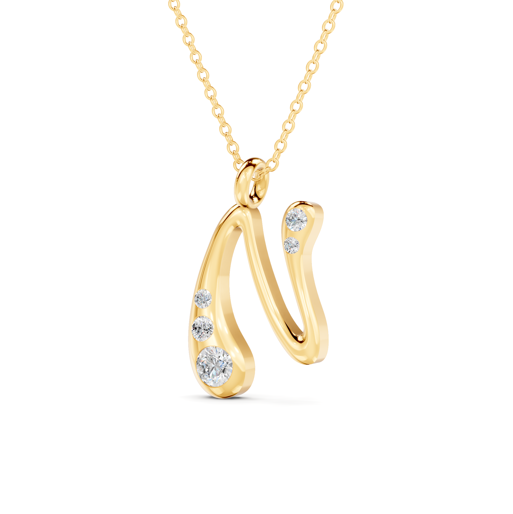 Diamond Initial N Pendant WSE264 - View 4