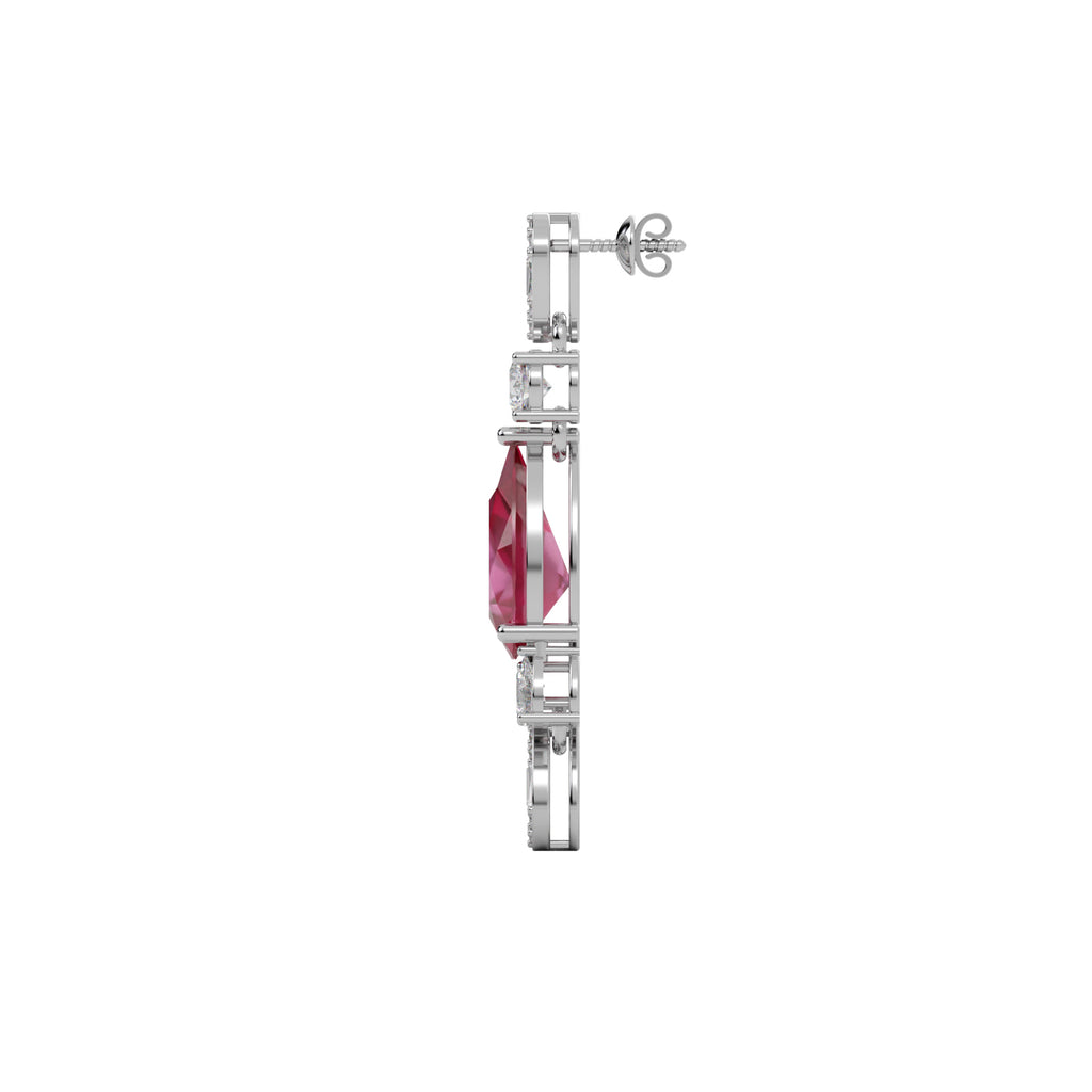 Diamond Oval Drop Earrings WSE163 - View 3
