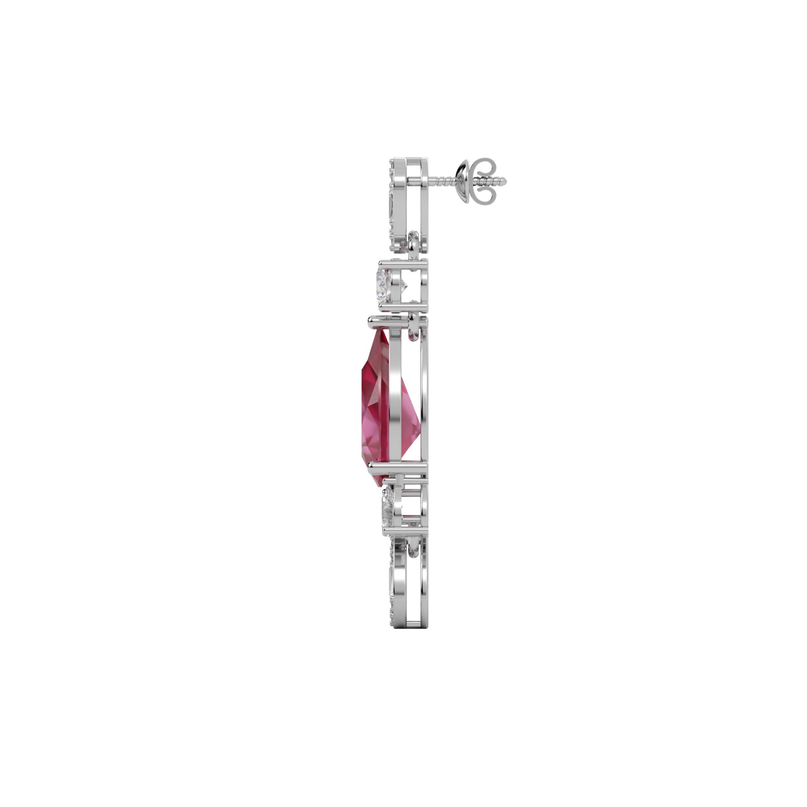 Diamond Oval Drop Earrings WSE163 - View 3