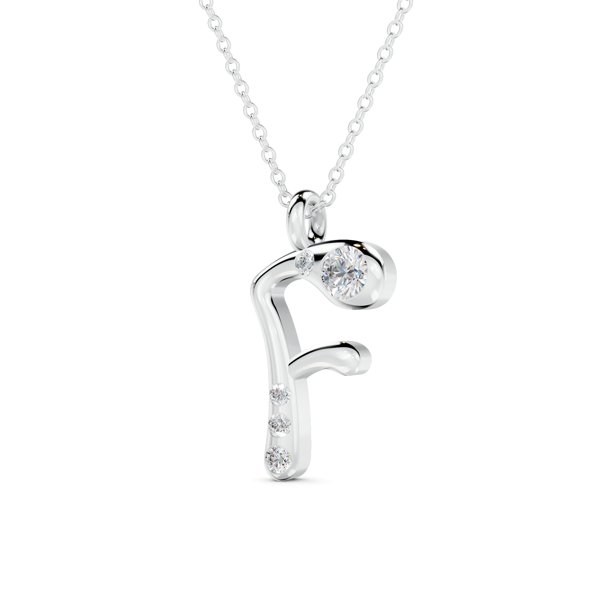 Diamond Initial F Pendant WSE266 - View 3