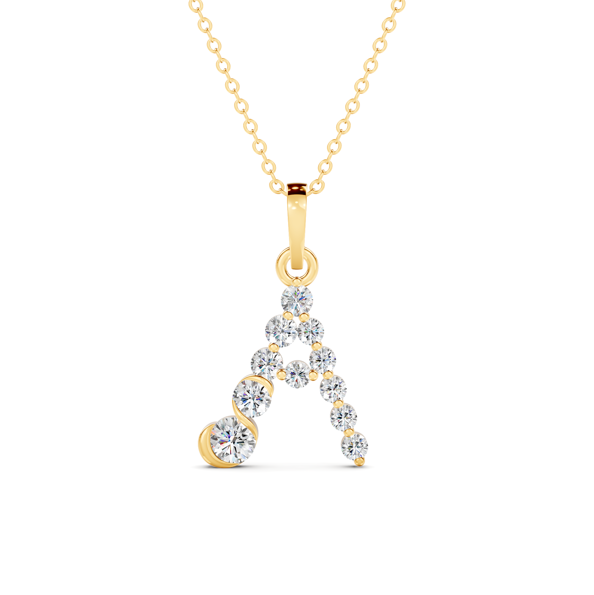 Diamond Initial W Pendant WSE258 - View 4
