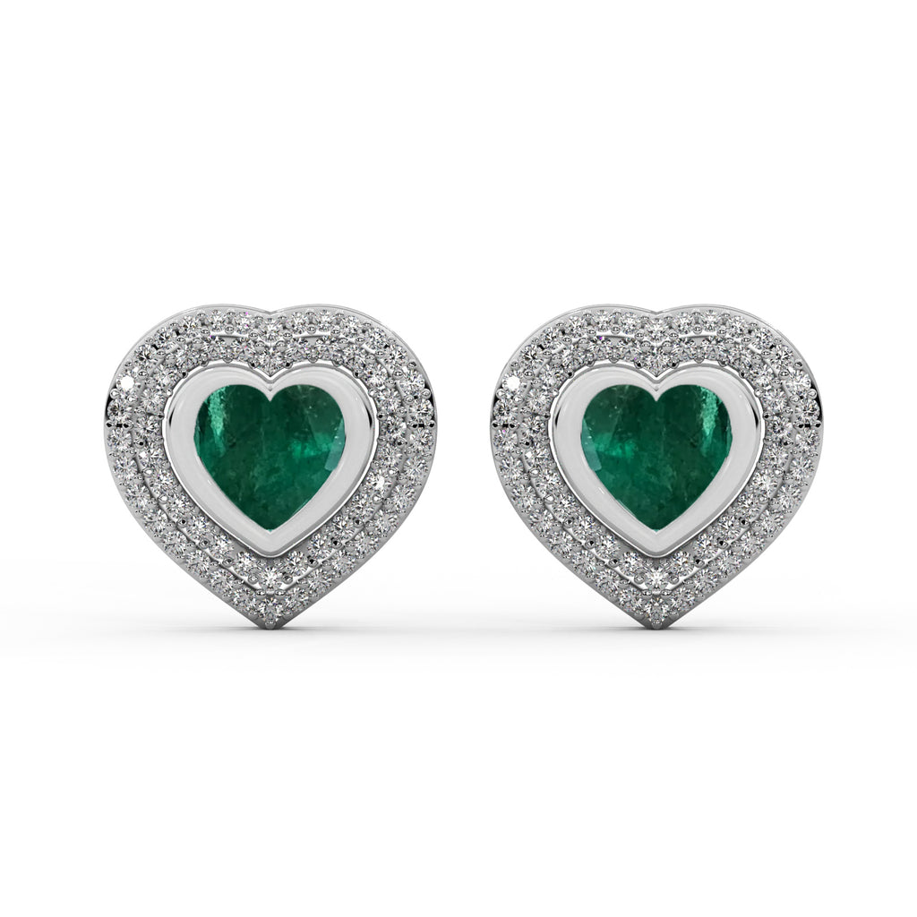 Diamond Heart Drop Earrings WSE141 - View 2