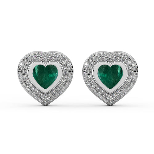 Diamond Heart Drop Earrings WSE141 - View 2