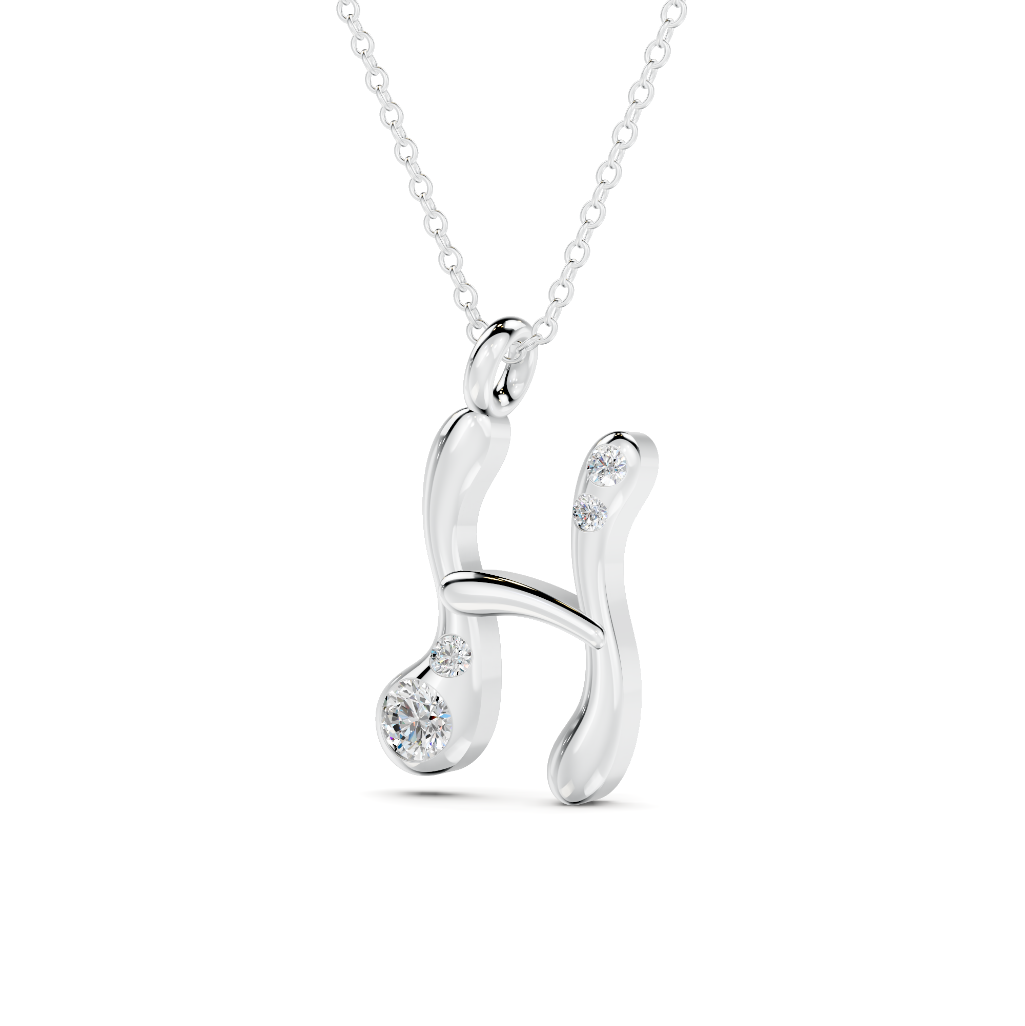 Diamond Initial H Pendant WSE265 - View 3