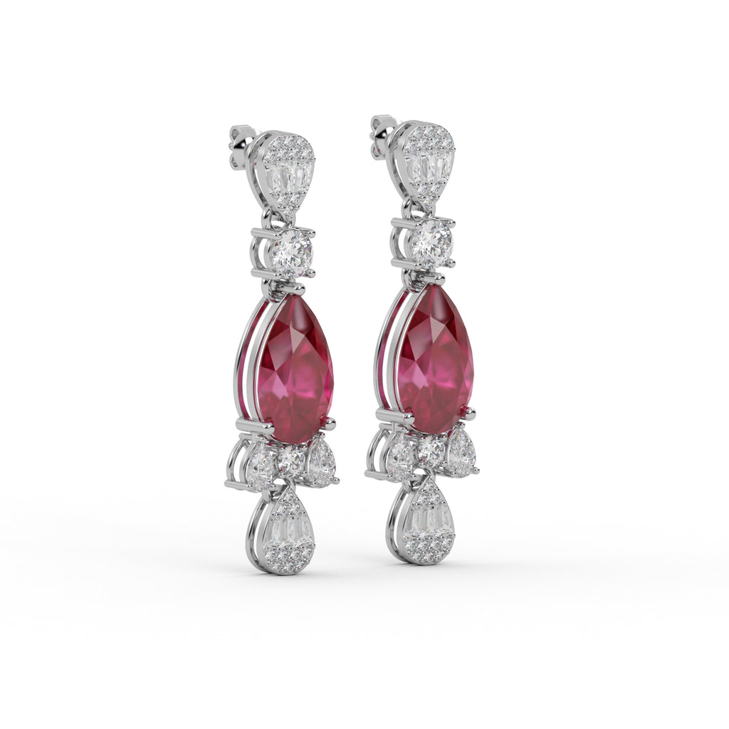 Diamond Oval Drop Earrings WSE163 - View 2