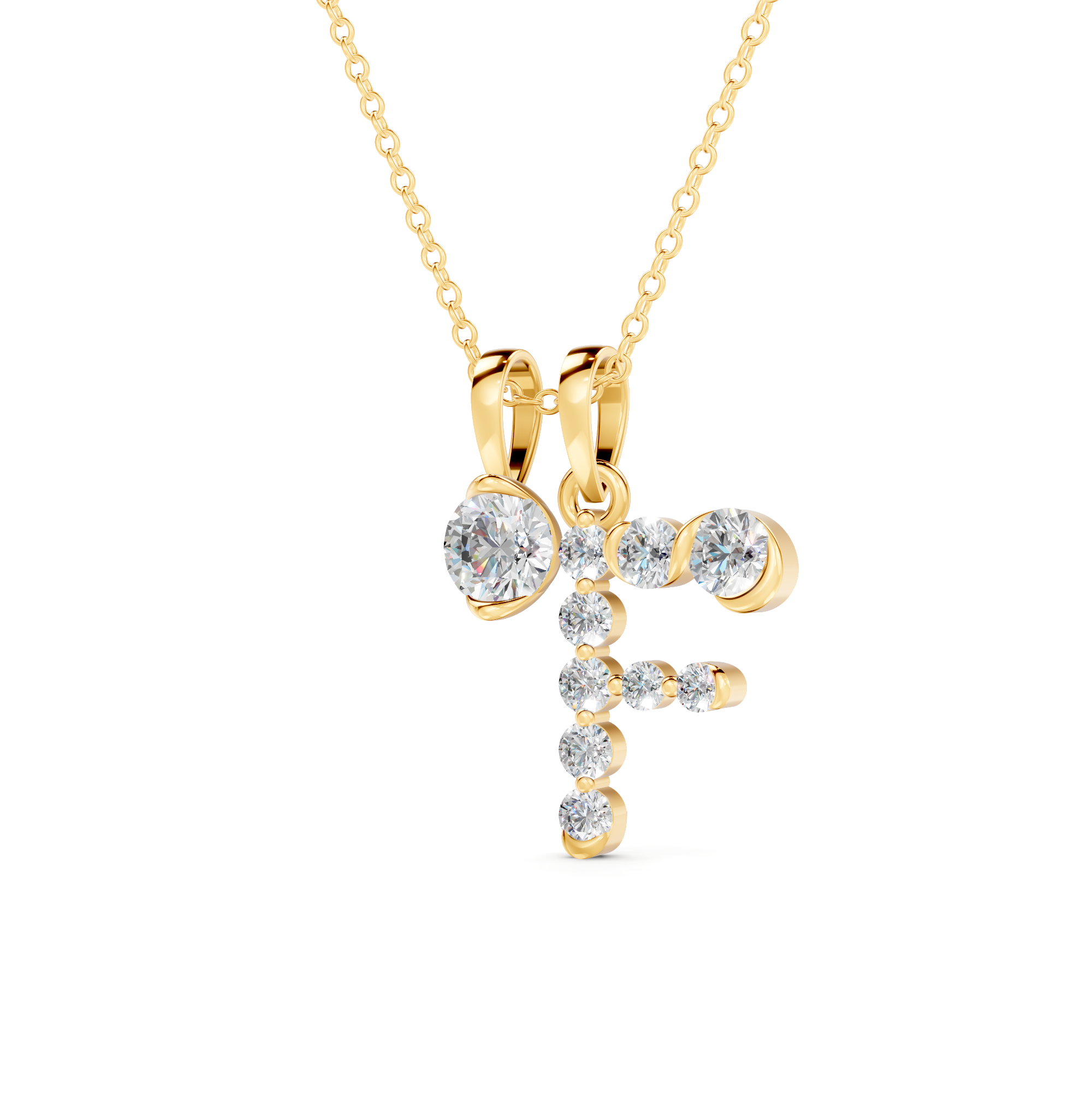 Diamond Initial F Pendant WSE251 - View 3