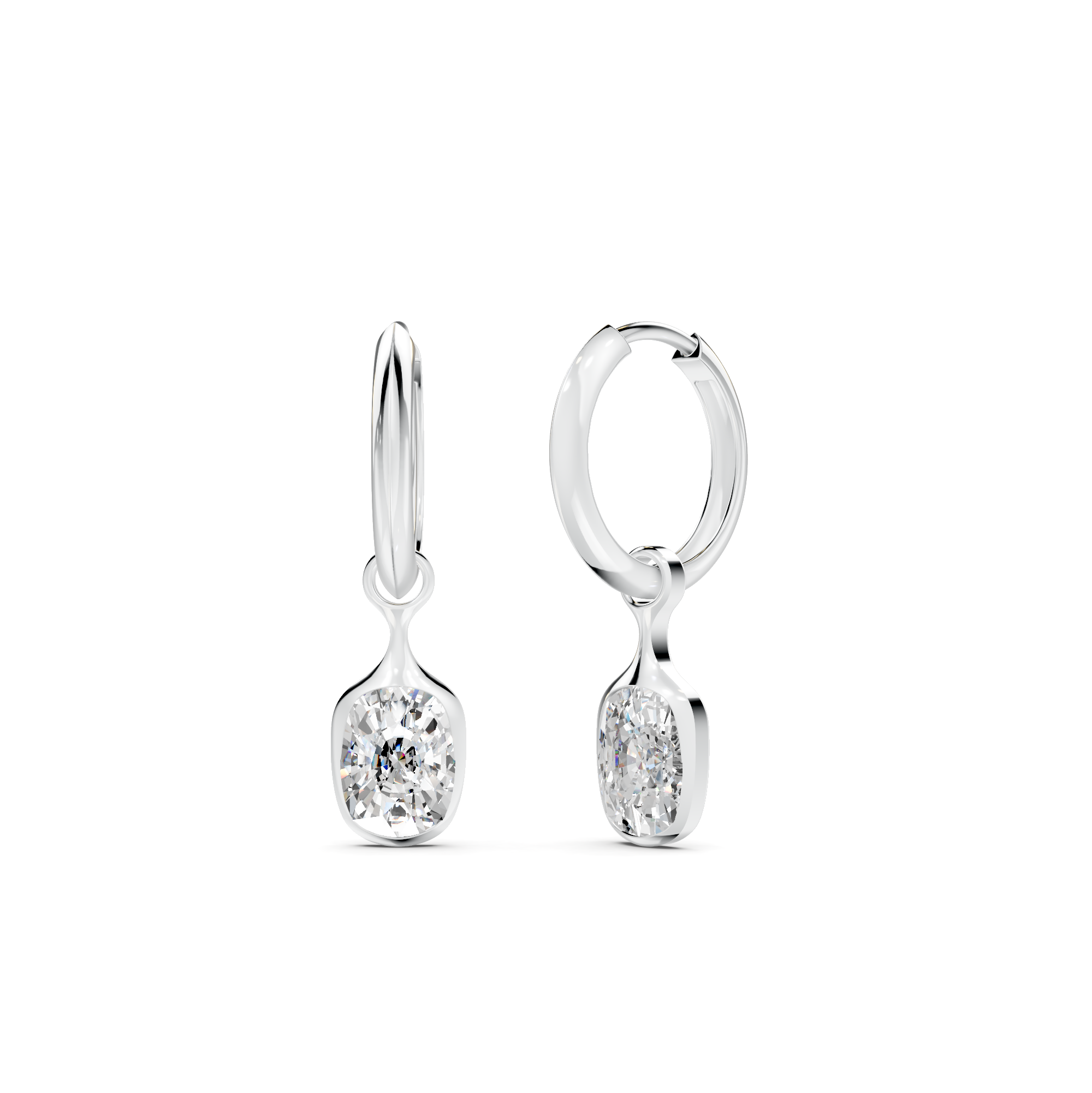 Diamond Hoop Earrings WSE247 - View 3