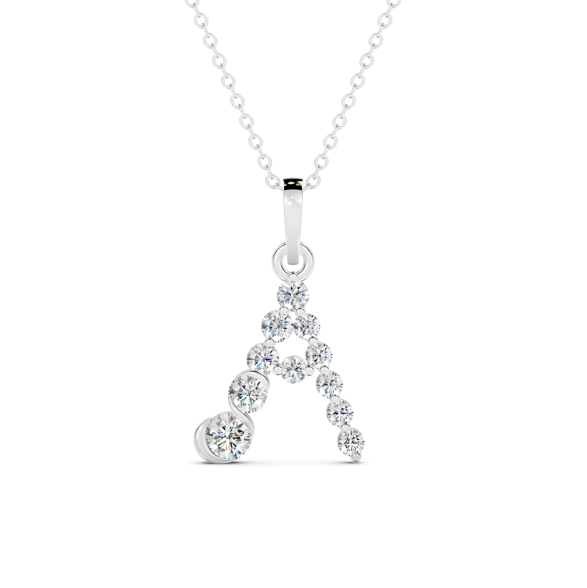 Diamond Initial W Pendant WSE258 - View 2