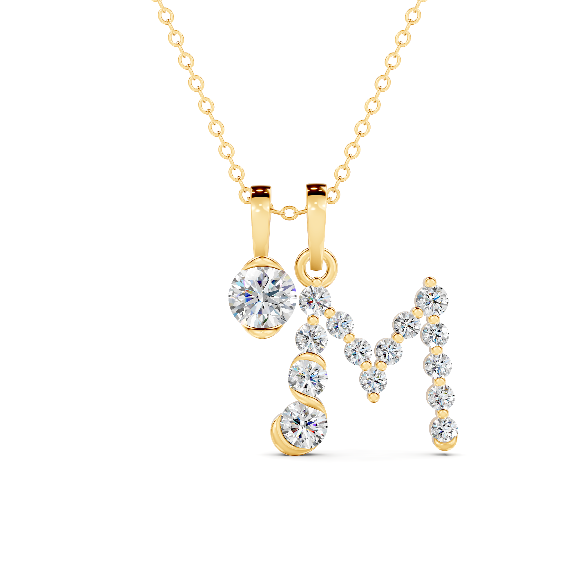 Diamond Initial M Pendant WSE250 - View 5