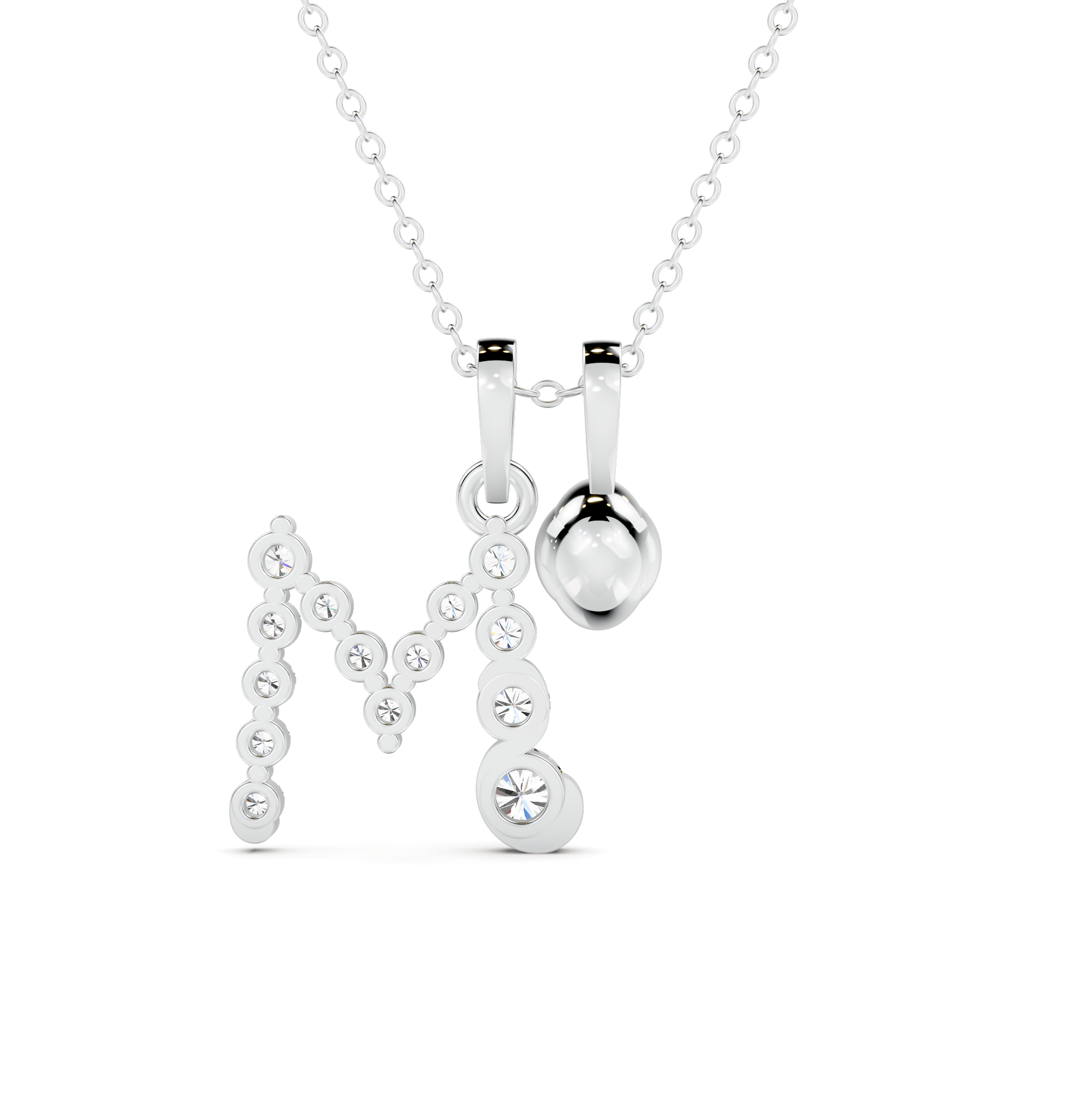Diamond Initial M Pendant WSE250 - View 2