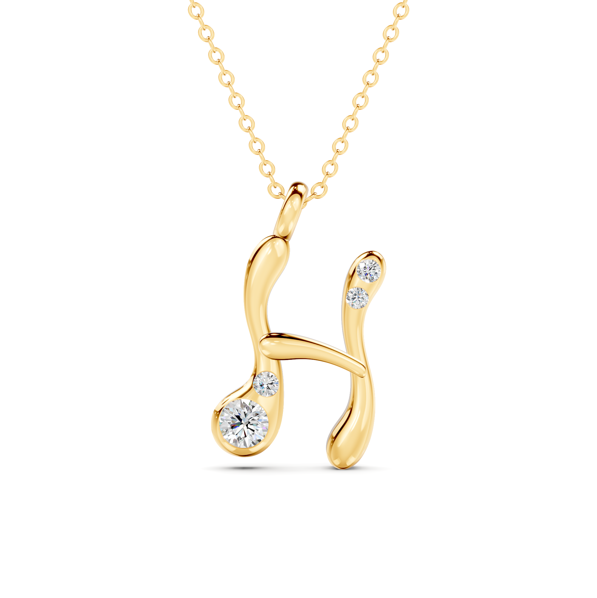 Diamond Initial H Pendant WSE265 - View 4