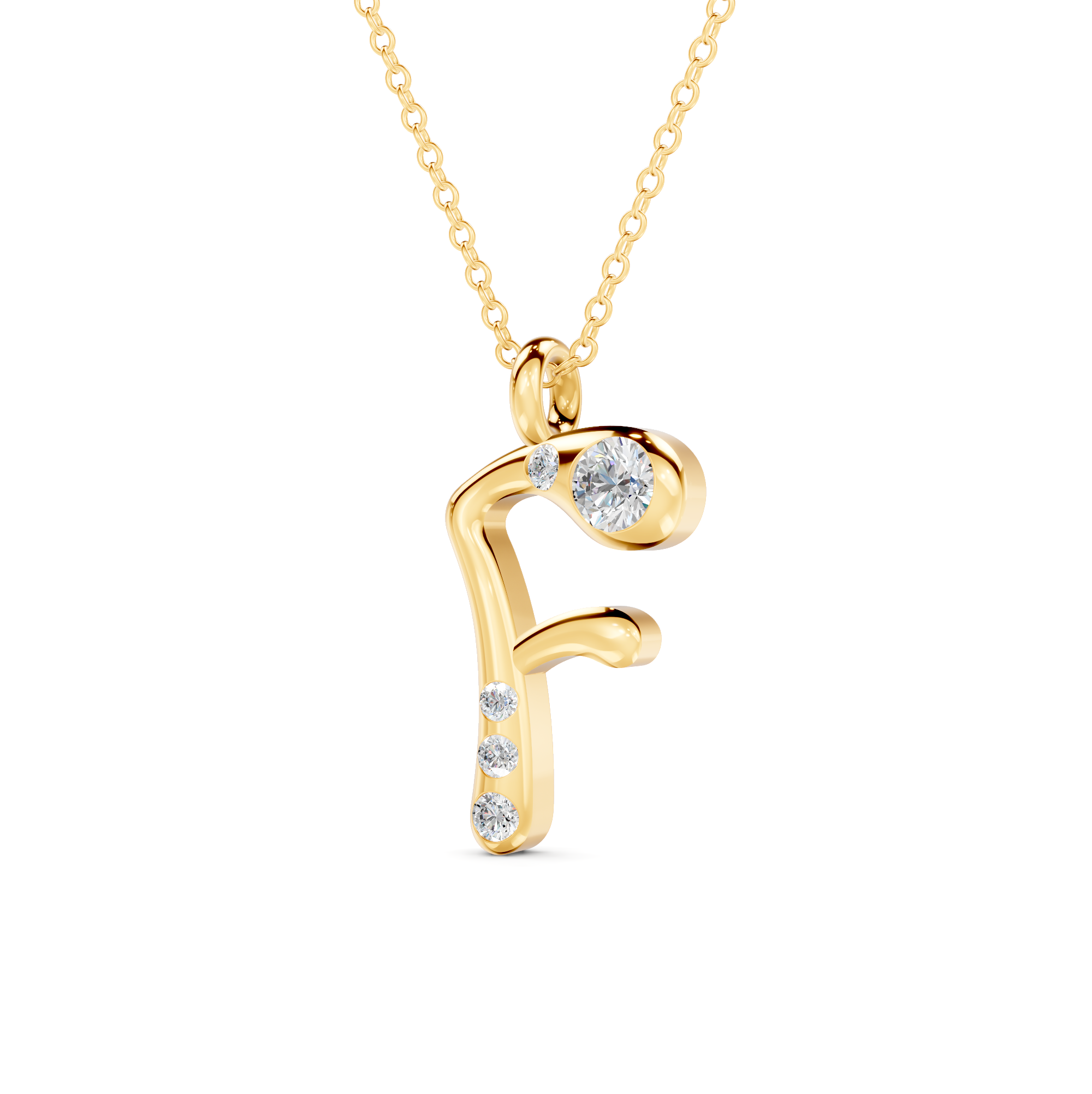 Diamond Initial F Pendant WSE266 - View 6