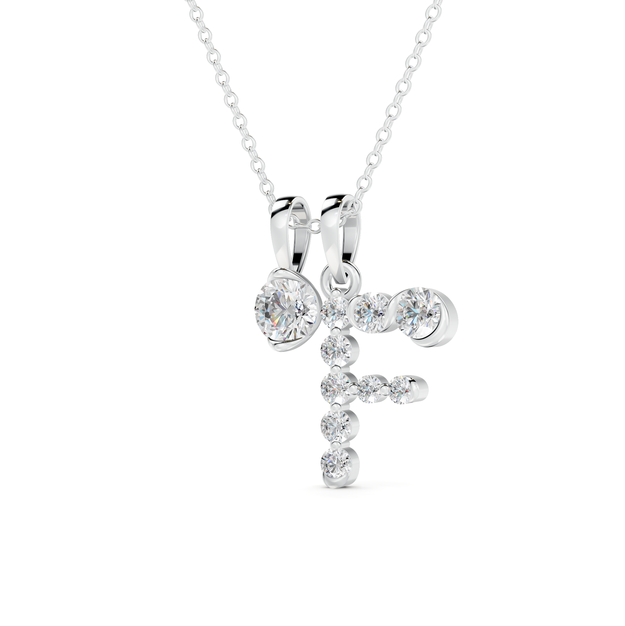 Diamond Initial F Pendant WSE251