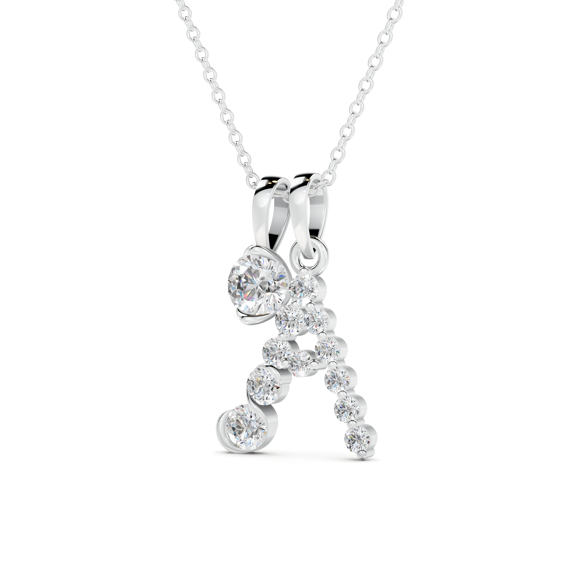 Diamond Initial T Pendant WSE252 - View 3