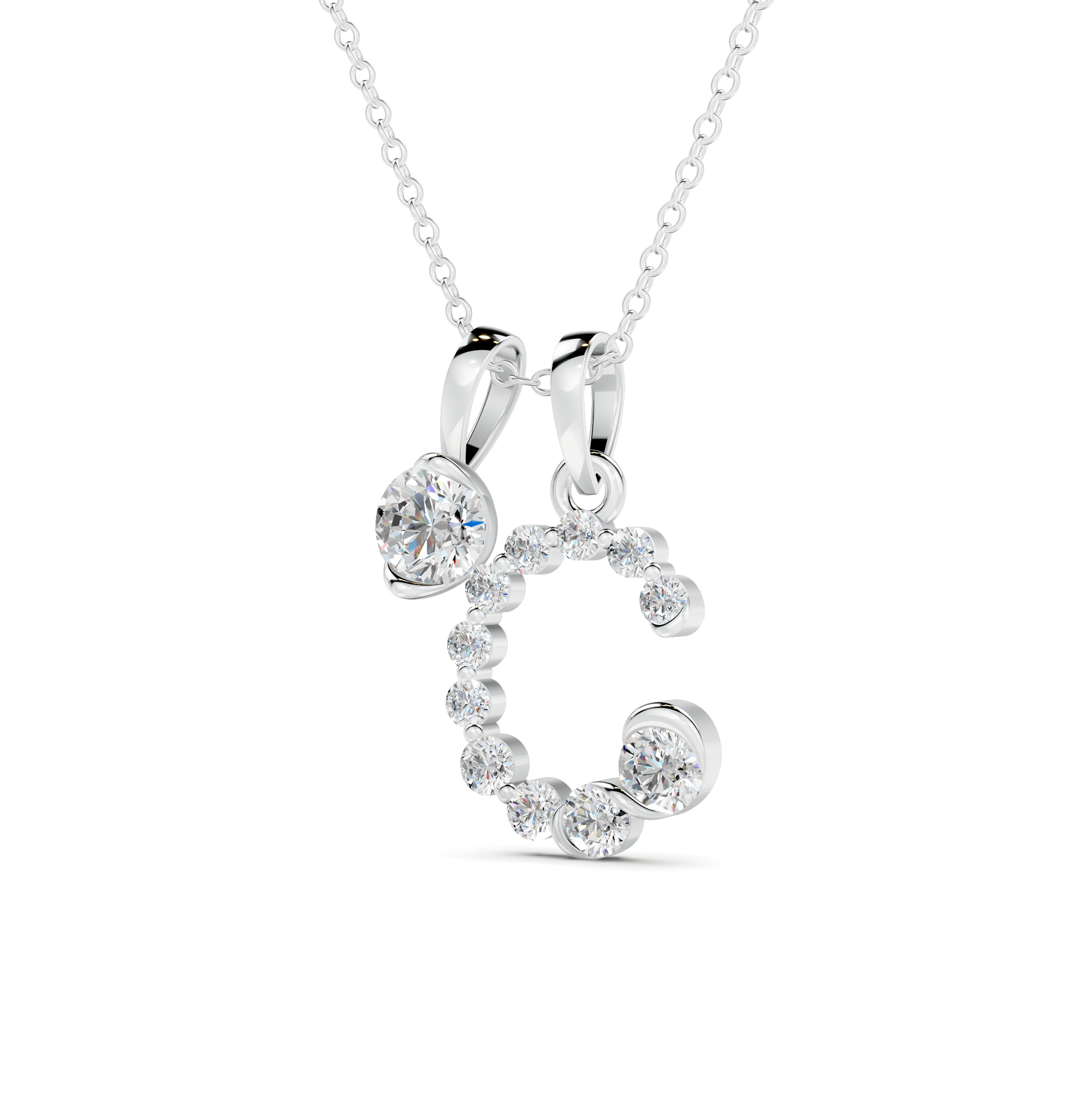 Diamond Initial D Pendant WSE254 - View 2